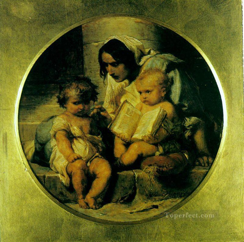 1848 年の歴史を読むことを学ぶ子供 イッポリット・ドラローシュ油絵